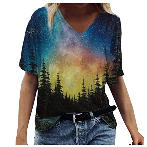 Shirts for Womens,Womens Summer T-Shirt Printed Casual Graphic Tunic Blouse Short Sleeve Shirts Womens Tops