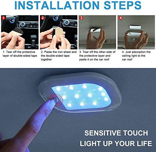 okstore 8 Colors Car Reading Lamp, Car Interior Led Trunk Cargo Area Light with 8 Colors, USB Charging Multi-Function Wall Light Stick on Anywhere Push Lamps for Vehicle RV Camping Bedroom Cabinet - Thumbnail 5