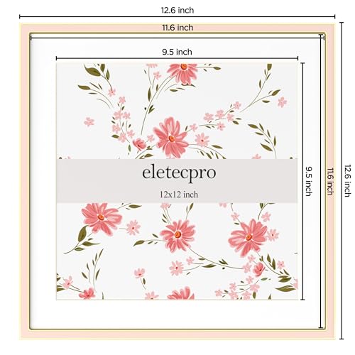 Image of eletecpro 12x12 Enamel Picture Frame with Real Glass Cover, Square Photo Frame Display Pictures 10x10 with Mat or 12 by 12 Without Mats for Wall Decor, Pink, 1 Pack