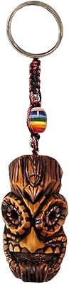Gypsy Daze Smokes Tongue Out Polynesian Tiki Head 3D Figurine Keychain Multicolored MacramÃ© Metal Ring - Handmade Gifts Boho Car Keys Bag Accessories