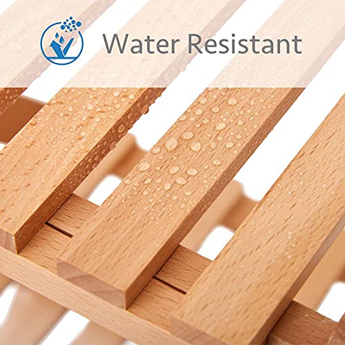 Ezoware Bathroom Storage Shelf, 4-Tier Collapsible Narrow Storage Organizer Rack Accent Tower Display Shelving – Rubberwood #TOP4