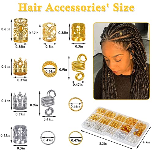 262 Pcs Dreadlock Accessories For Women, Hair Jewelry For Braids Loc Jewelry Hair Decorations, Gold And Silver Hair Accessories, Adjustable Hair Charms Hair Rings For Braids Girls Loc Braid Jewelry #TOP2