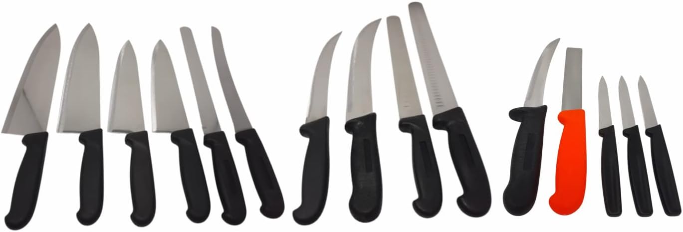 Knife Sets Choose 5, 10, or 15 Piece Set - Black Handle - Razor Sharp Commercial Kitchen Cutlery - Cook's Knives (15 Piece Set)