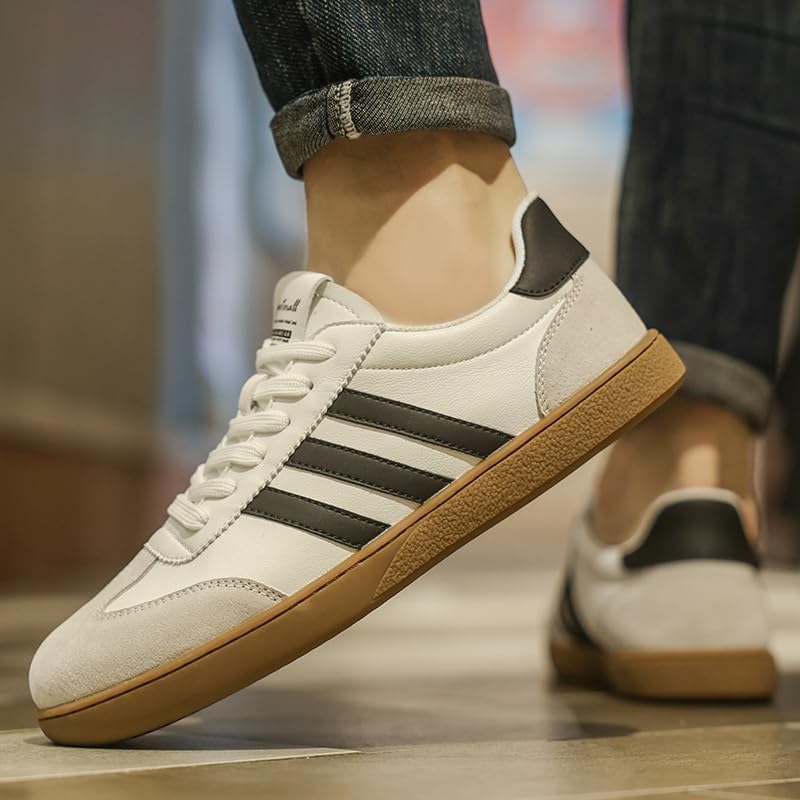 Men's Stylish Retro Genuine Leather Sneakers/Skate Shoes Trendy White Shoes - Image 7