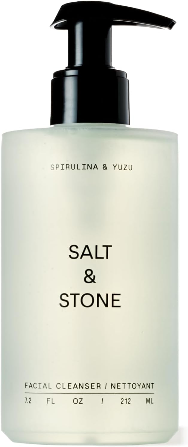 Salt & Stone Facial Cleanser for Women & Men, Spirulina & Yuzu Gentle Facial Wash with Hyaluronic Acid, Squalane, For All Skin Types, Vegan, Cruelty Free, 7.2 oz