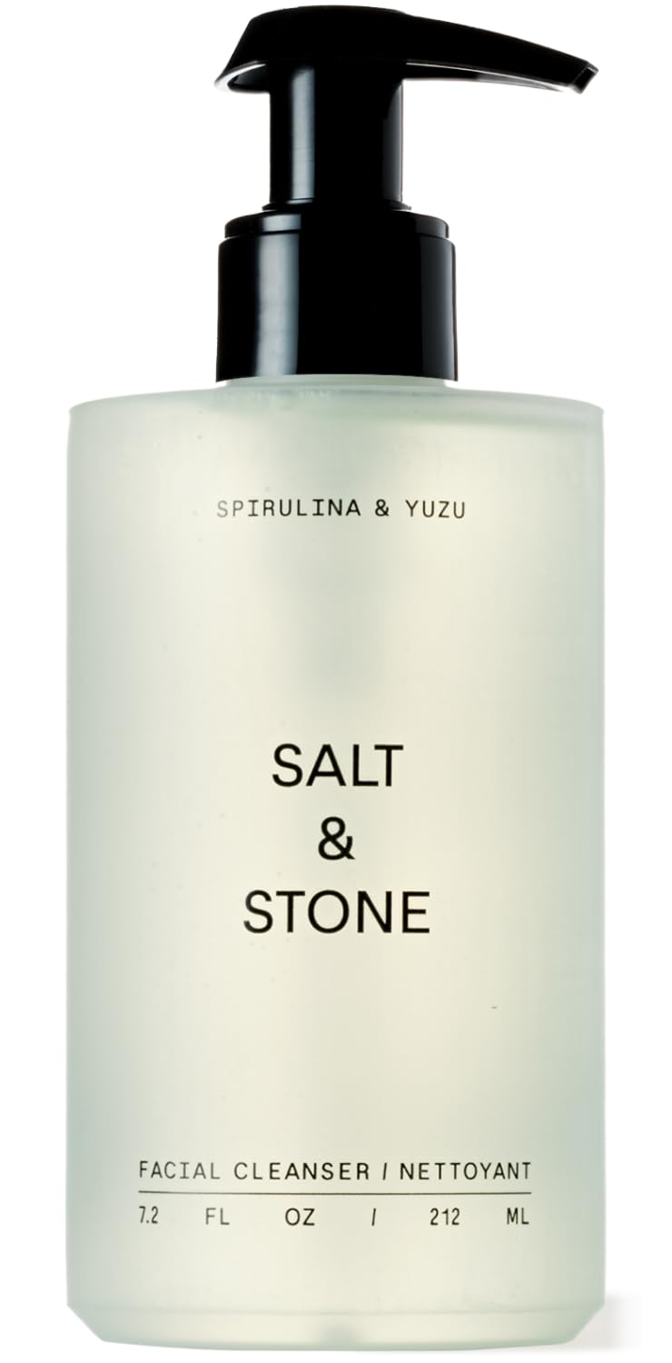 Salt & StoneFacial Cleanser for Women & Men, Spirulina & Yuzu Gentle Facial Wash with Hyaluronic Acid, Squalane, For All Skin Types, Vegan, Cruelty Free, 7.2 oz