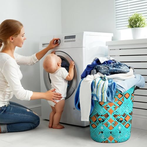 Panier à linge pliable turquoise imperméable grand format gain de place - 8
