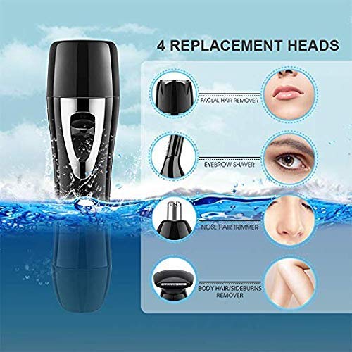 Painless 4 in 1 USB Rechargeable Waterproof Painless Facial Hair, Eyebrow, Nose Electric Trimmer for Women (Black) (Black) 2
