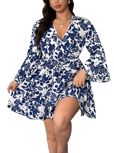 Image of Plus Size Summer Dresses for Women Casual Short Sleeves A Line Midi Dress
