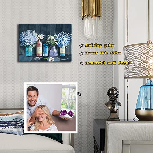 Hkdgoka Bathroom Wall Art - White Flower In Blue Vase Bathroom Decor - Paintings,Modern Canvas Wall Art Decor Artworks Pictures For Living Room Bedroom Kitchen Decoration,12X16 Inch #TOP4