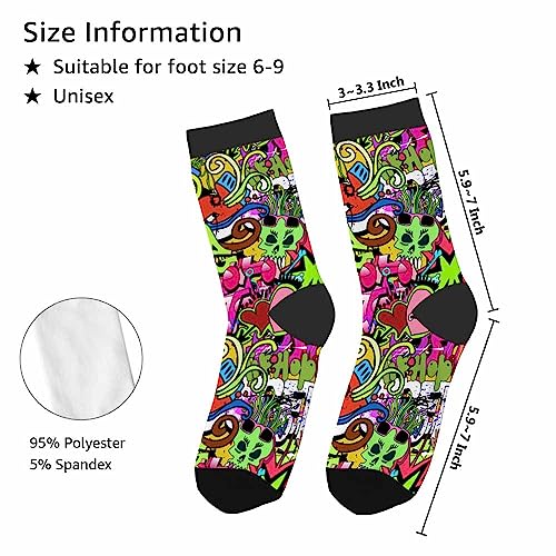 Image of Red Striped Crew Socks for Woman Size 6-8 Christmas Tree Moose Snowflake Dots Lines Girls Socks