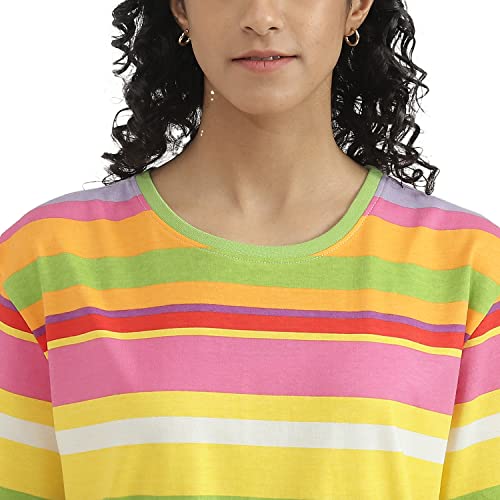 Buy United Colors of Cotton Striped Round Neck Women TShirts (Size XS