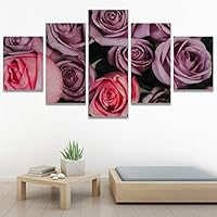 SIGNWIN 5 Panel Canvas Wall Art Modern Art Bouquet Colorful Cool Floral Group Multicolor Photography Realism Romantics for Home Decorations Ready to Hang - 60