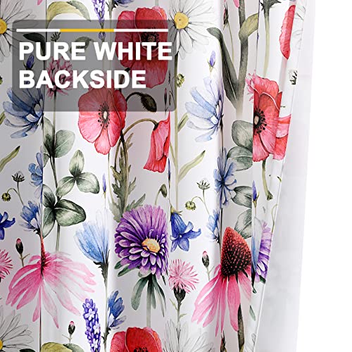 Finecity Room Darkening Curtains For Bedroom, Light Block Red Poppy Floral Curtains 63 Inch Length 2 Panels Set, Grommet Privacy Window Flower Drapes For Nursery Room, 52 X 63 Inch, Red #TOP3