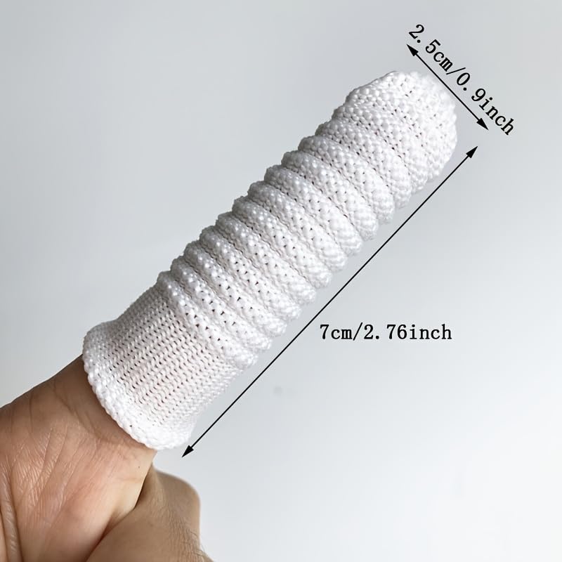 Image of 10 Pcs Pet Finger Toothbrush - 360 Spiral Design with Knitted Polyester for Dogs & Cats, Gentle Dental Cleaning Finger Sleeve for Oral Care, Reusable Grooming Supplies