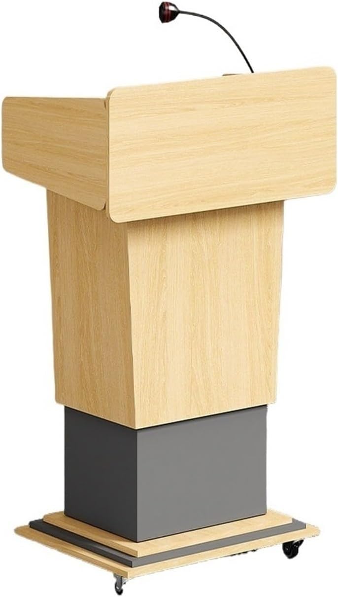 Podium Wooden Height-Adjustable Lectern Conference Room Podium Movable Classroom Table