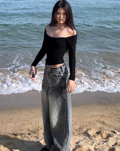EMMIOL Baggy Jeans for Women, Mid Rise Wide Leg Jeans Plus Size Boyfriends Denim Pants, Y2K Vintage Style2