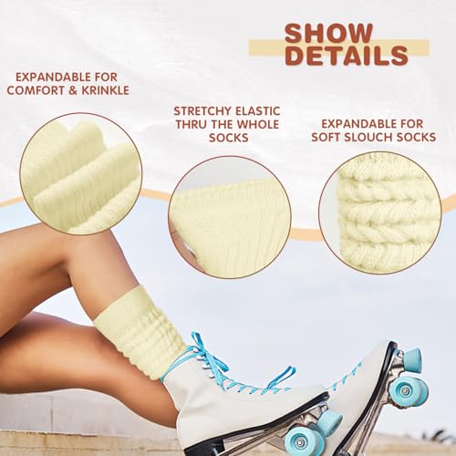 Image of Buauty Slouch Socks for Women, Soft Extra Long Chunky Scrunch Knee High Sock Winter Knit Slouchy Socks Leg Warmmers