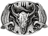 HAQUIL Goat Belt Buckle Rectangle Steer Buckle Bull Buckle Belt Engraved Buckle Belts for Men