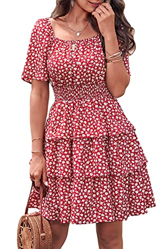 Image of PRETTYGARDEN Women's Summer Floral Ruffle Short Dress