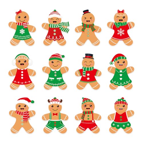 48Pcs Christmas Gingerbread Cutouts, Cute Gingerbread Man Paper...
