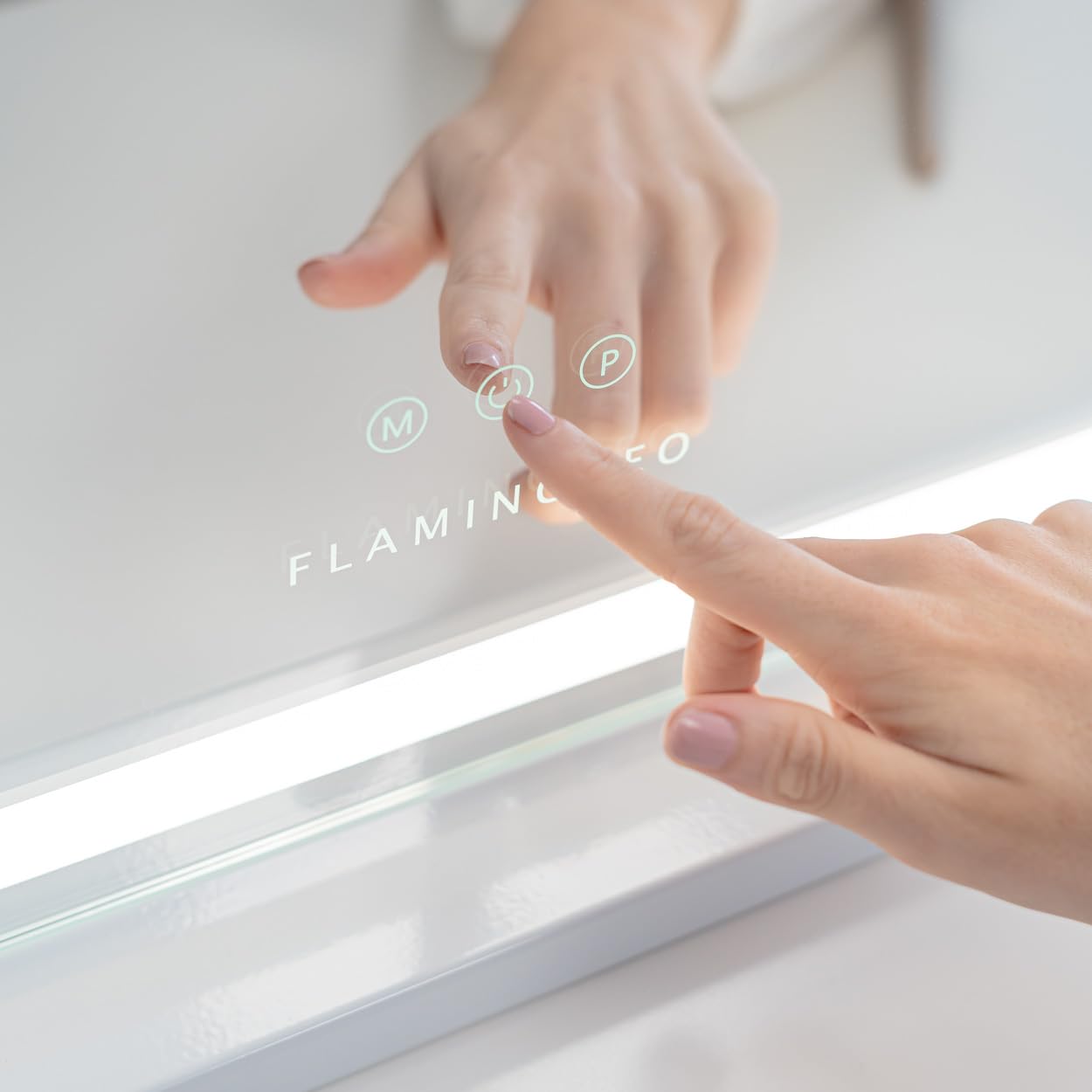 Flamingueo Specchio Trucco con Luci - Striscia LED - 3 Modi di Luce - Intensità Regolabile - Controllo Tattile - Vanity Mirror - Bianco - 58x12x43cm