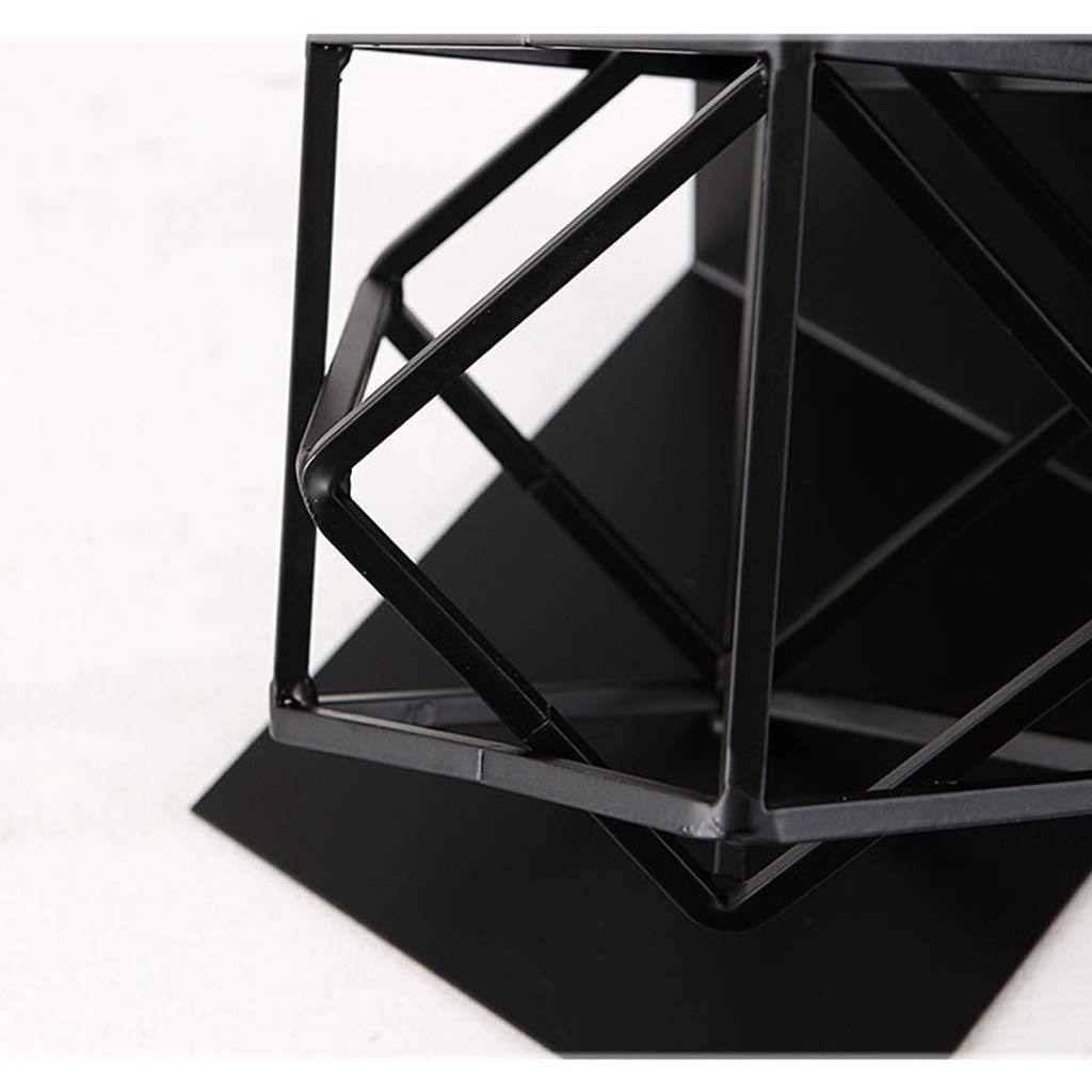 Bücherregal-Dekor-Buchstützen, Buchstützen für Regale, einzigartiges geometrisches Design, Buchstützen, dekorative Metall-Buchstützen, 1 Paar (schwarz) Buchstützen dekorativ
