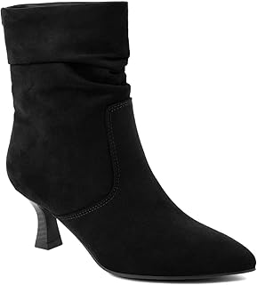 Women’s Slouch Mid-Calf Boots – Pointed Toe Kitten Heel Ankle Booties with Side Zipper, Dressy Fashion Shoes for Office, Party, and Evening Wear -