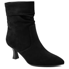 Jones New York Womens Slouch Mid-Calf Boots Pointed Toe Kitten Heel Ankle Booties with Side Zipper Dressy Fashion