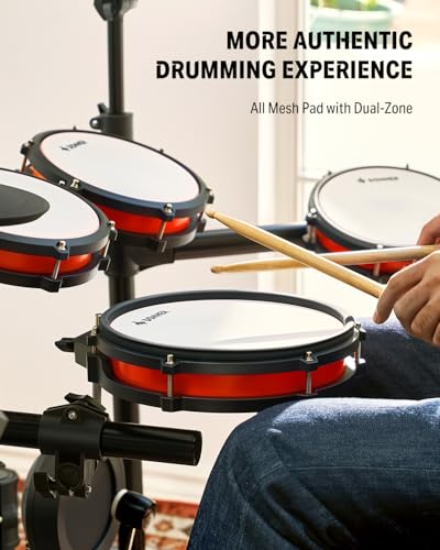 Donner Electronic Drum Set with Bluetooth, Electric Drum Kit with Throne, Headphones, Drumsticks, Melodics Lessons, 450 Sounds E Drum with USB MIDI, 5 Pads and 3 Cymbals Digital Drum, DED-200(2026) - image 3