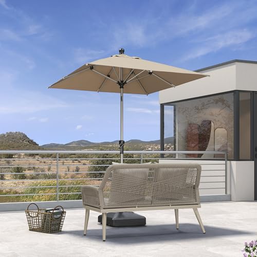 Image of PURPLE LEAF Patio Umbrella 6' x 6' Rectangle Tilt Market Umbrella Aluminum