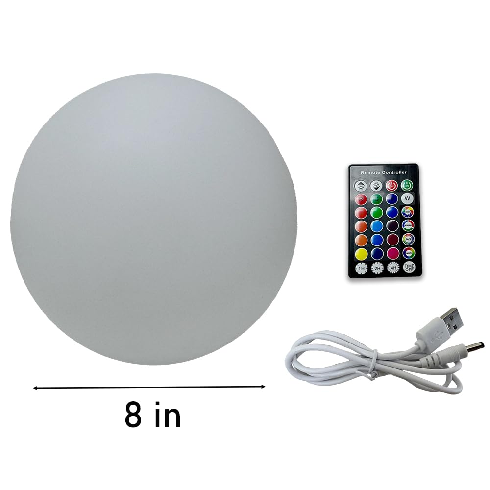 Schwimmende LED-Poolleuchte, 20,3 cm, wiederaufladbar, wasserdicht, Kugel mit Fernbedienung, 16 RGBW-Farben, Whirlpool-Lichter, Poolzubehör (1 Stück)