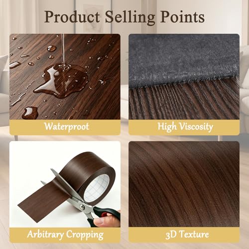 Image of GSCIT Club Walnut Tape, 2.3 inch X 15ft Self Adhesive Wood Grain Tape Walnut Repair Patch for Tables, Chairs, Baseboards, Doors, Windows, Floors, Handicraft DIY.