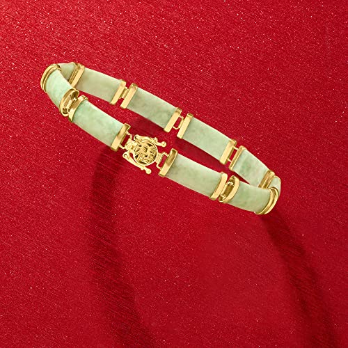 Ross-Simons Jade Good Fortune Bracelet in 18kt Gold Over Sterling - Image 5