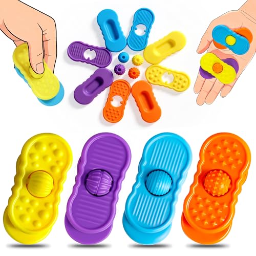 Sensory Slider Fidget Stones Set Rolling Beads, 8 pcs 4 Pairs Silent Textured Toys for Adults Kids, Mix and Match Rolling Beads-Calming Anxiety Relief ADHD Autism, Ideal for Office Classrom Prizes