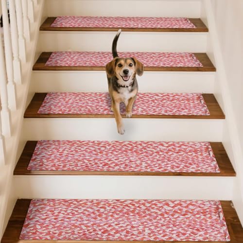 Tapis d'escalier rose et blanc décoration bohème pour maison chaleureuse - 2
