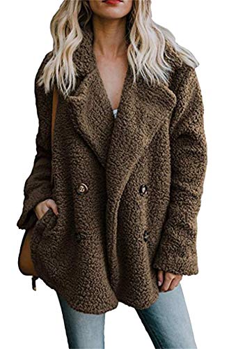 EFOFEI Womens Winter Warm Open Front Jacket Fluffy Teddy Bear Coat Sherpa Outwear with Pockets
