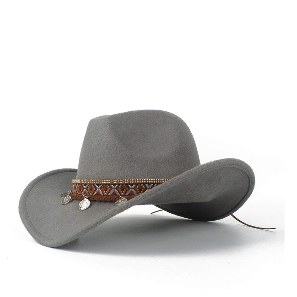 Chapeau De Cowboy En Laine à Bord Moyen - Style Ethnique Pour Spectacle Ou Loisir