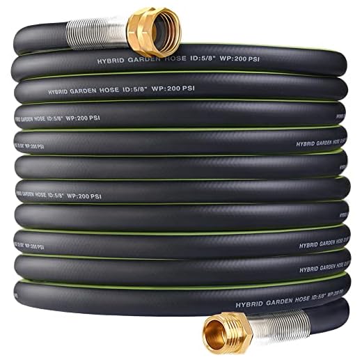 Hybrid Garden Hose50ft x 5/8" – No Kink,Heavy Duty,Lightweigh Flexible,Leakproof Water Hose – 3/4"Solid Brass Connectors - Rubber Car Hoses Pipe for outdoor Watering& Washing,600 Burst PSI