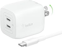 Vista 11 de Belkin Bloque de cargador USB C dual de 45 W, PD3.0 con GaN - Carga súper rápida - Samsung Galaxy S25, Apple iPhone 17, Air, Pro, Pro Max, iPad