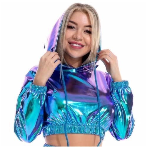Pull métallique brillant femme style holographique à manches longues confort