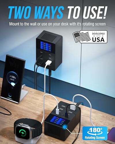 SABRENT VOLTIK 252W 8-Port USB-C/USB-A Desktop Charging Station with LCD Display — view 2