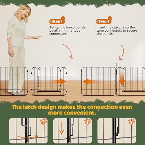 Yaheetech Welpenlaufstall 16-teilig 50 cm hoch, Laufstall mit Tür für Hunde Wohnung und Garten, DIY Hundepark für drinnen und draußen, Faltbares Welpenfreigehege Zaun Gitter