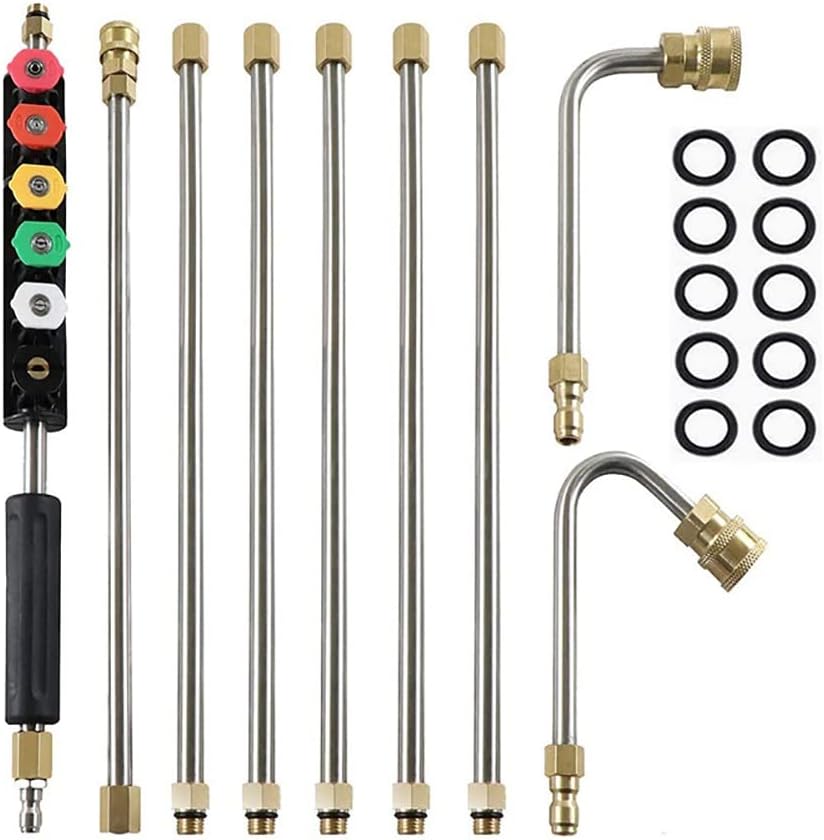 Pressure Washer Extension Wand Set, 9Pcs 1/4 Inch Quick Connect Power Washer Lance, Gutter Cleaning Tool Roof Cleaner Lance with 6 Nozzle Tips