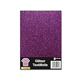 Finest Folia Siser Glitzer Textilfolie für Plotter 48 Farben Din A4 Bogen 30x20cm Plotterfolie auf Stoffe Kleidung T Shirt Glitter Folie Flexfolie DIY Zubehör (1 Bogen, G0081 Eggplant)