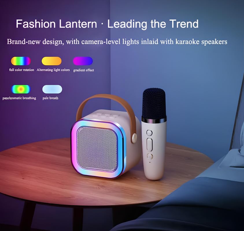 Image of K12 Wireless Karaoke mic with Speaker Bluetooth: Bluetooth-Enabled Wireless Karaoke Mic Speaker with Multiple Compatibility Modes, RGB Lighting, and Party Speaker 1