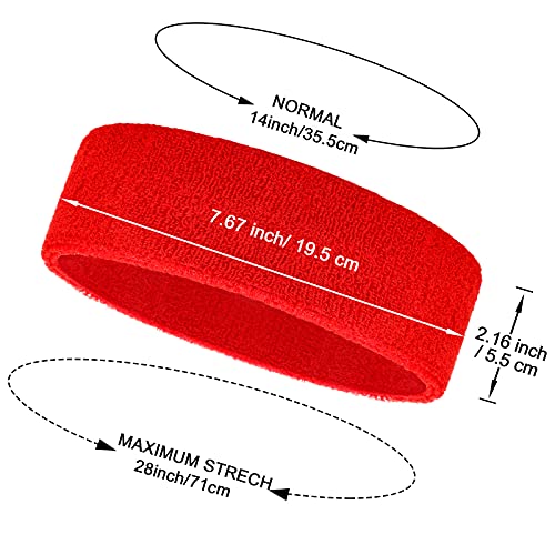 Image of Bememo 12 Pcs Sweatbands Sport Headbands for Men & Women Basketball Headband Sport Competitions Sweat Headbands Running Terry Cloth Moisture Wicking for Yoga,Tennis,Gym,Exercise