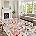 Rug for Living Room, 5x7 Area Rug Floral Vintage Rug for Bedroom Non-Slip Non Shedding Indoor Floor Carpet, Low Pile Foldable Stain Resistant Carpet for Dining Room, Office, Home Decor, Beige