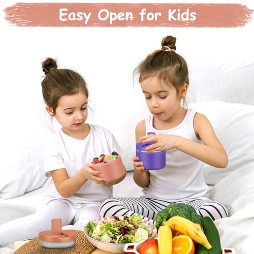Image of Pawtong 12oz Insulated Vacuum Food Jar with Buckle Lid Wide Mouth Soup Thermo for Hot Food Kids Leakproof Stainless Steel Lunch Container (Apricot, 12OZ)