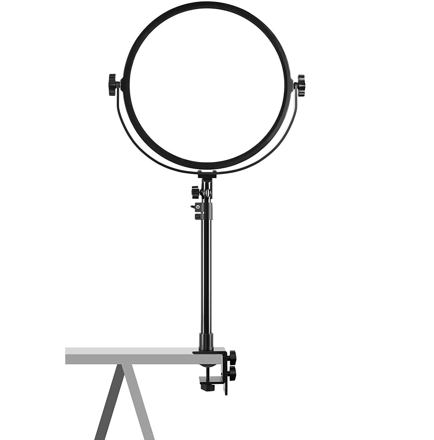 GVM Key Light, 14" LED Video Light with APP Control, Bi-Color Round Lighting, Ultra Thin 60W 3200-5600K Dimmable LED Soft Light with Table Stand for